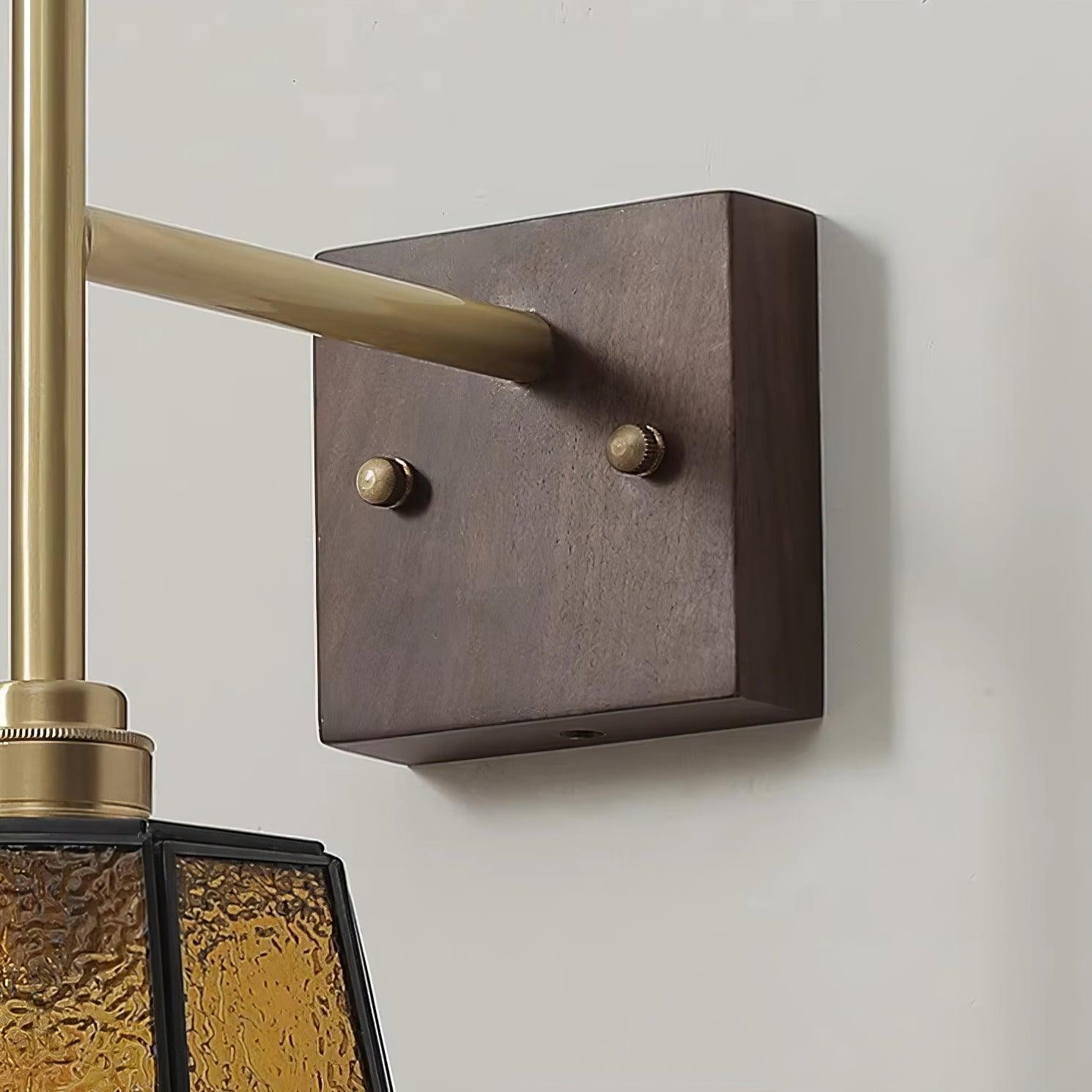 Vintage Brass Walnut Wall Lamp M308