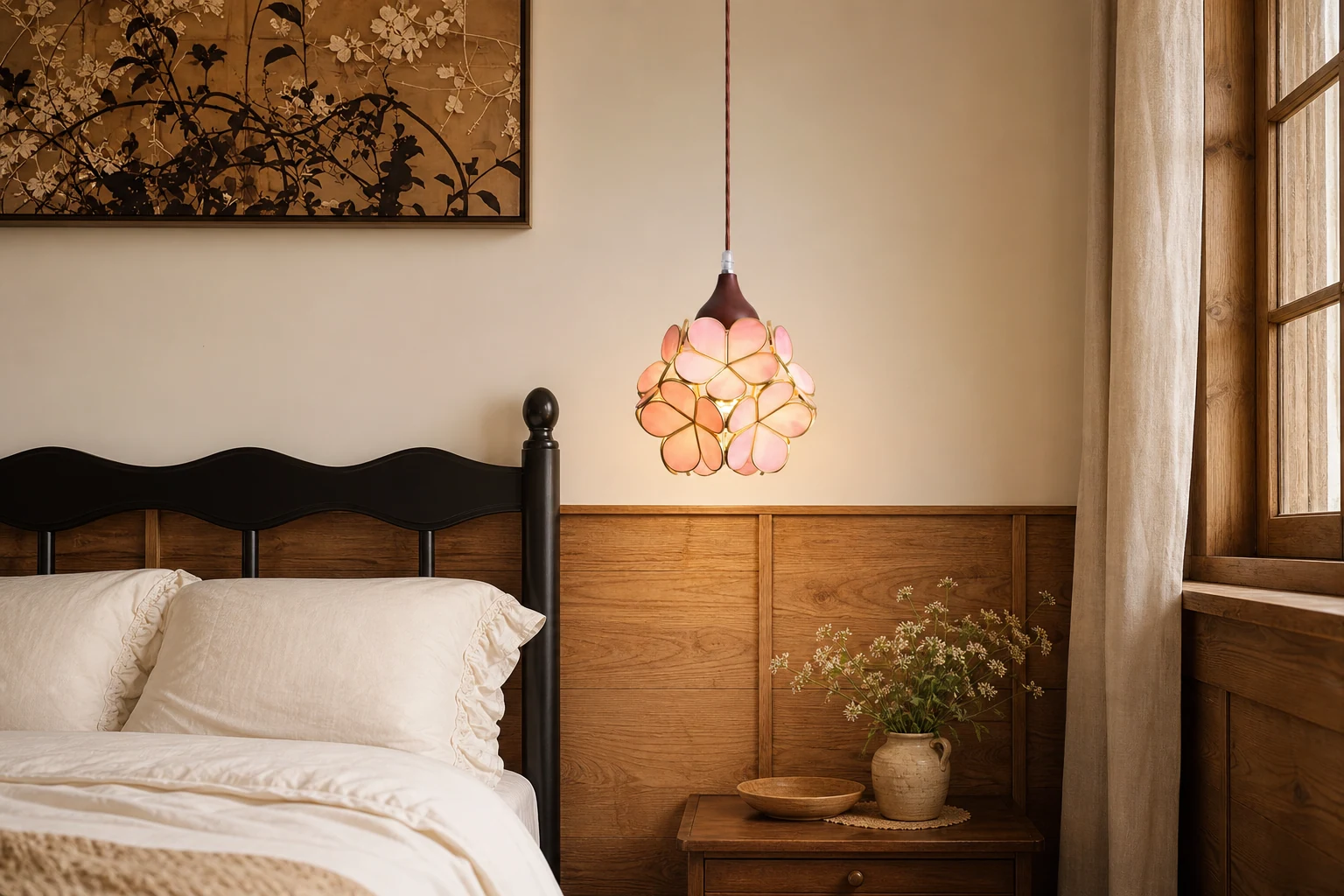 Lampa wisząca w kształcie kwiatu M238, stylizowana na ciepłą atmosferę pomieszczenia