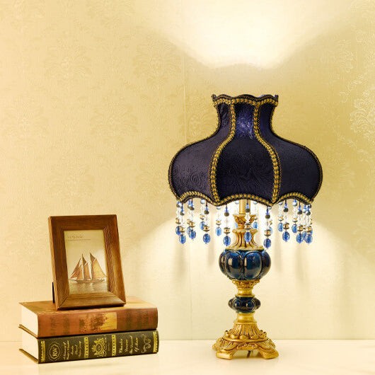 Palace Decoration Design Dark Blue Fabric Table Lamp M14