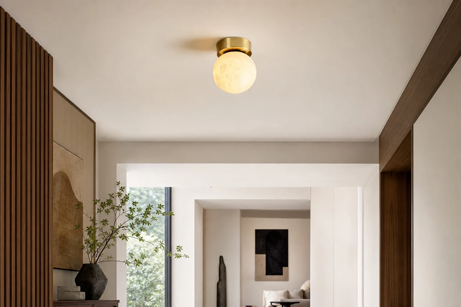 Lampa sufitowa z alabastru księżycowego w stylu lifestylowym