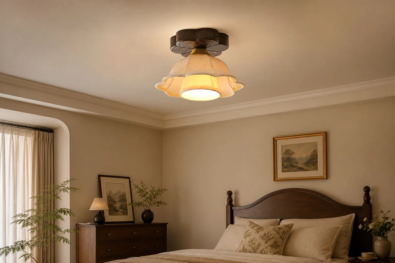 Lampa sufitowa Garcia Flower pokazana w pomieszczeniu urządzonym w stylu lifestylowym