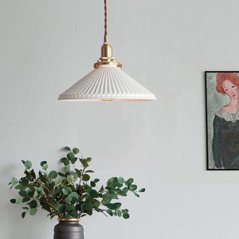 Modern Pleated Ceramic Pendant Light S122