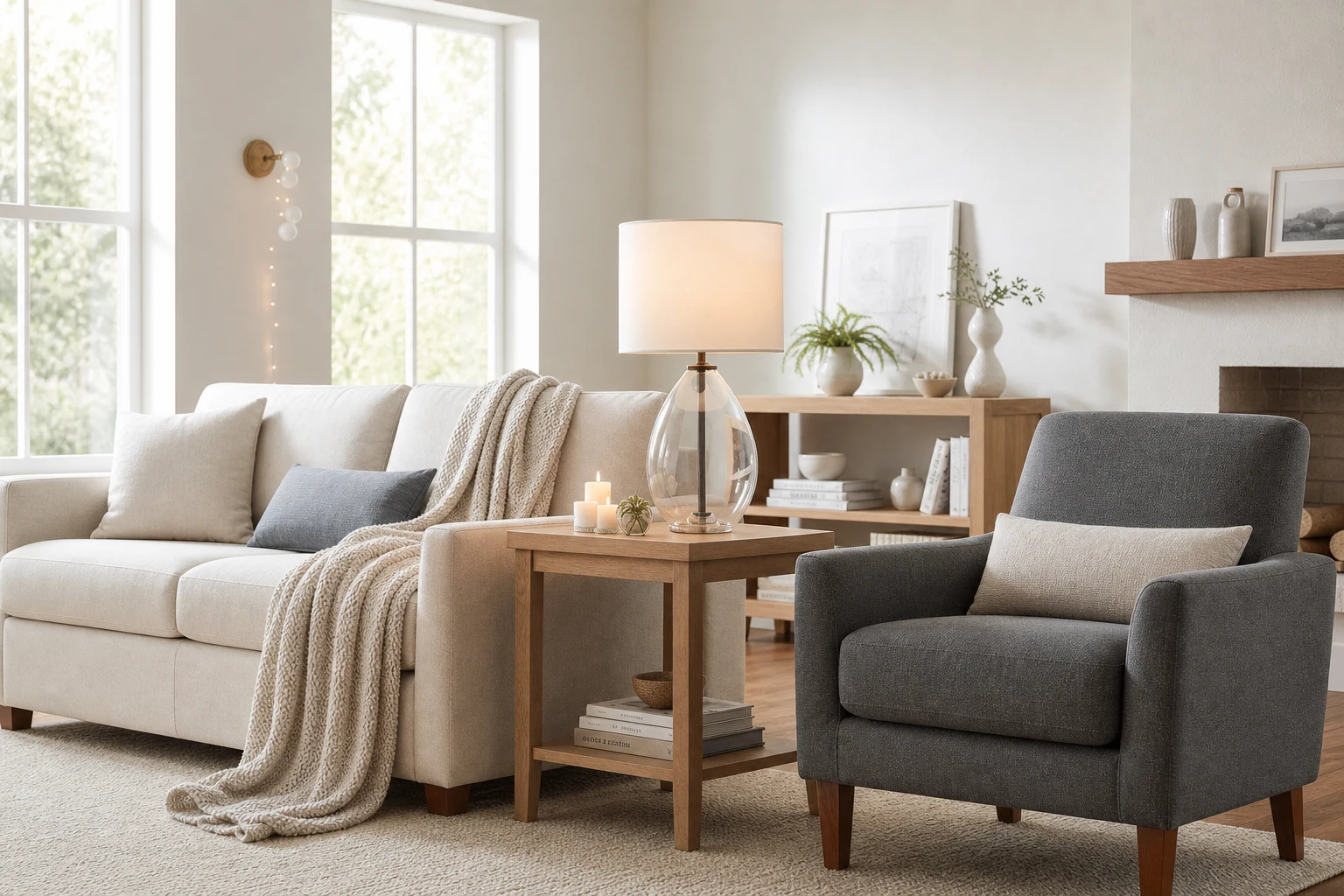Lampa Sustaina w scenie lifestylowej opartej na produkcie w kontekście