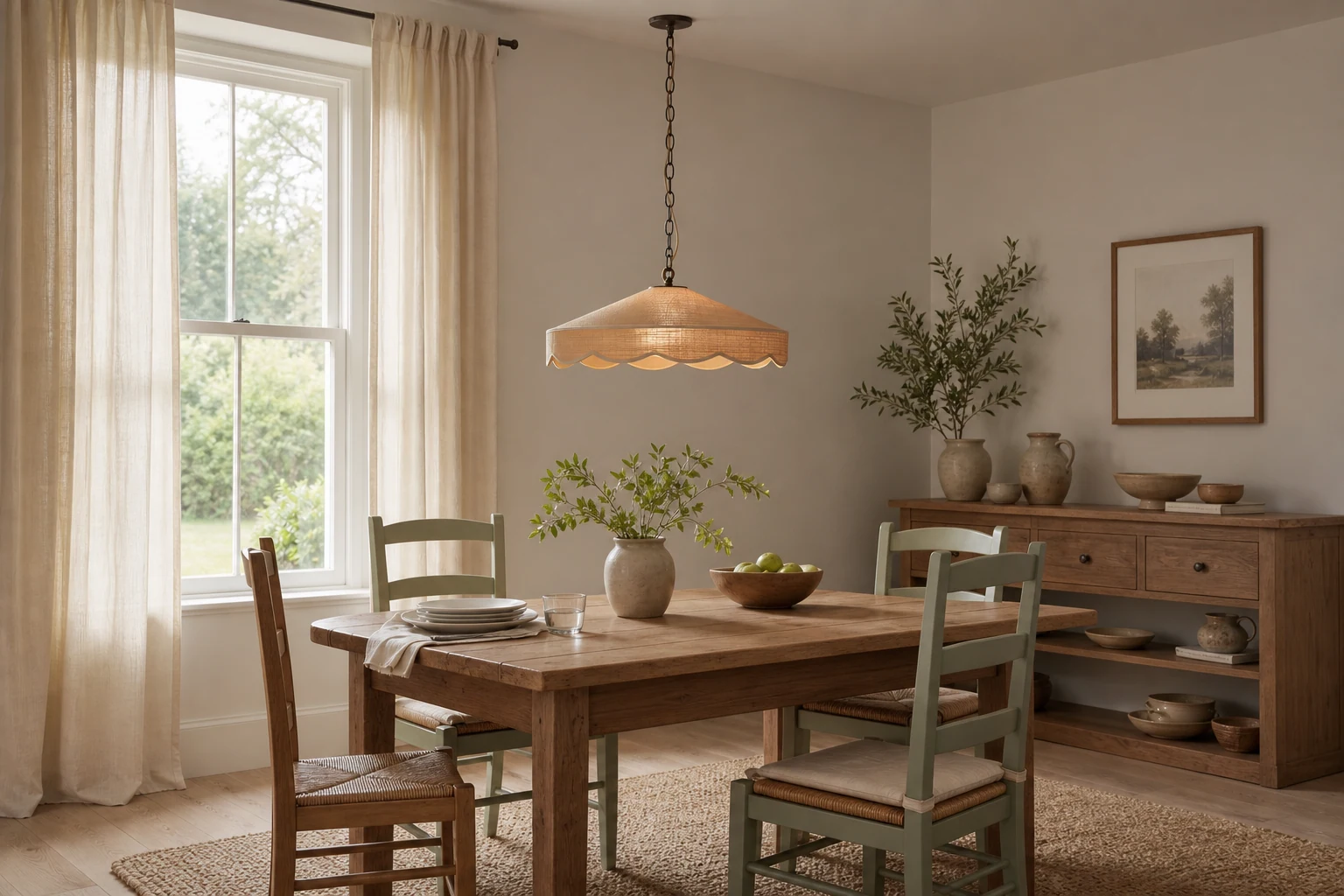 Lampa wisząca Breezora D281 w relaksującej, naturalnej scenerii pomieszczenia