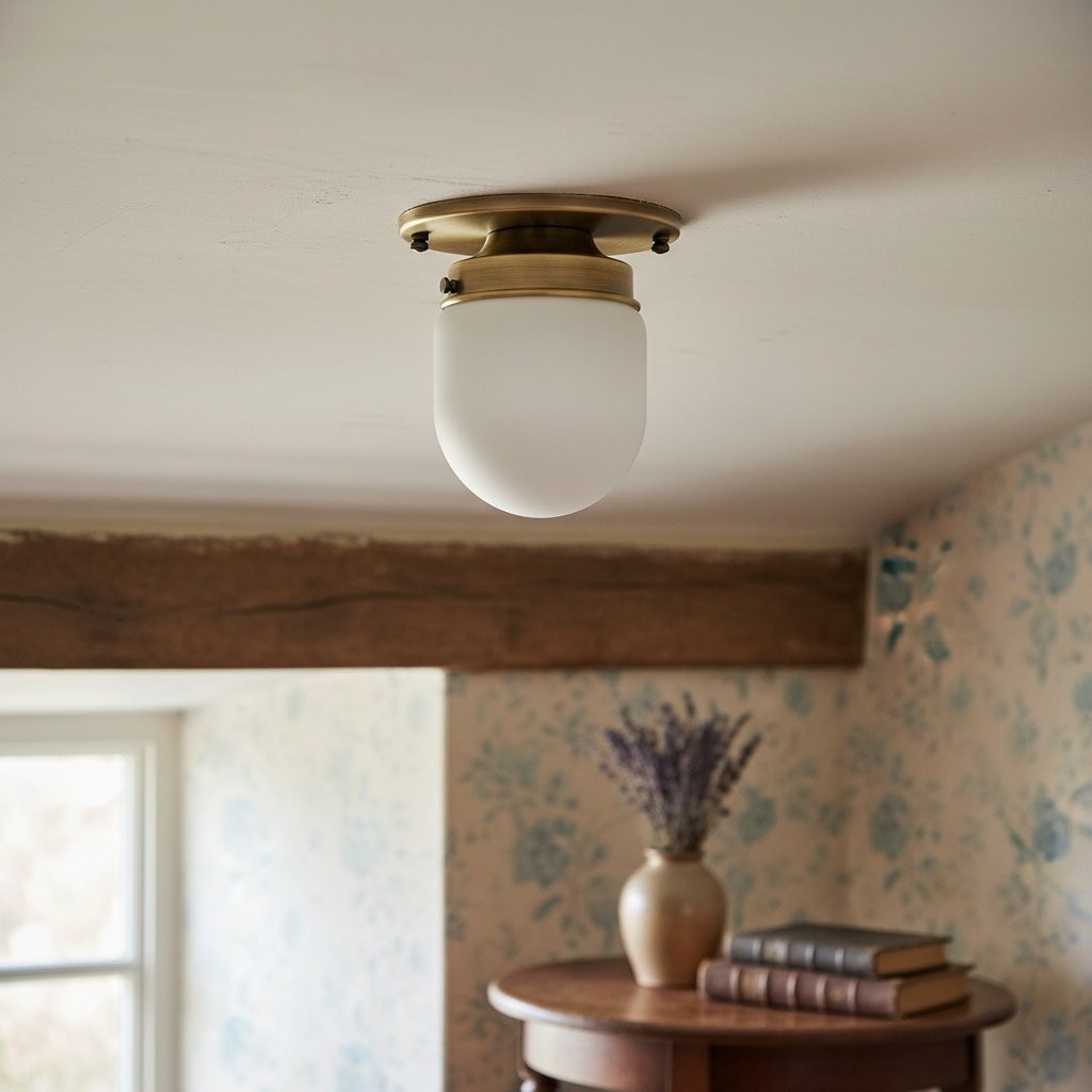 Opalume Glass Flush Mount Ceiling and Wall Light - Art Deco Small Globe Fixture T300
