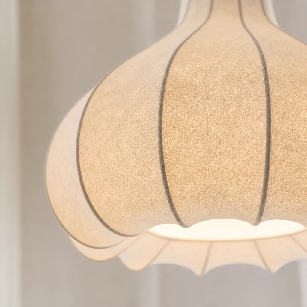 Zbliżenie tekstury abażuru lampy wiszącej Onion Bubble Silk