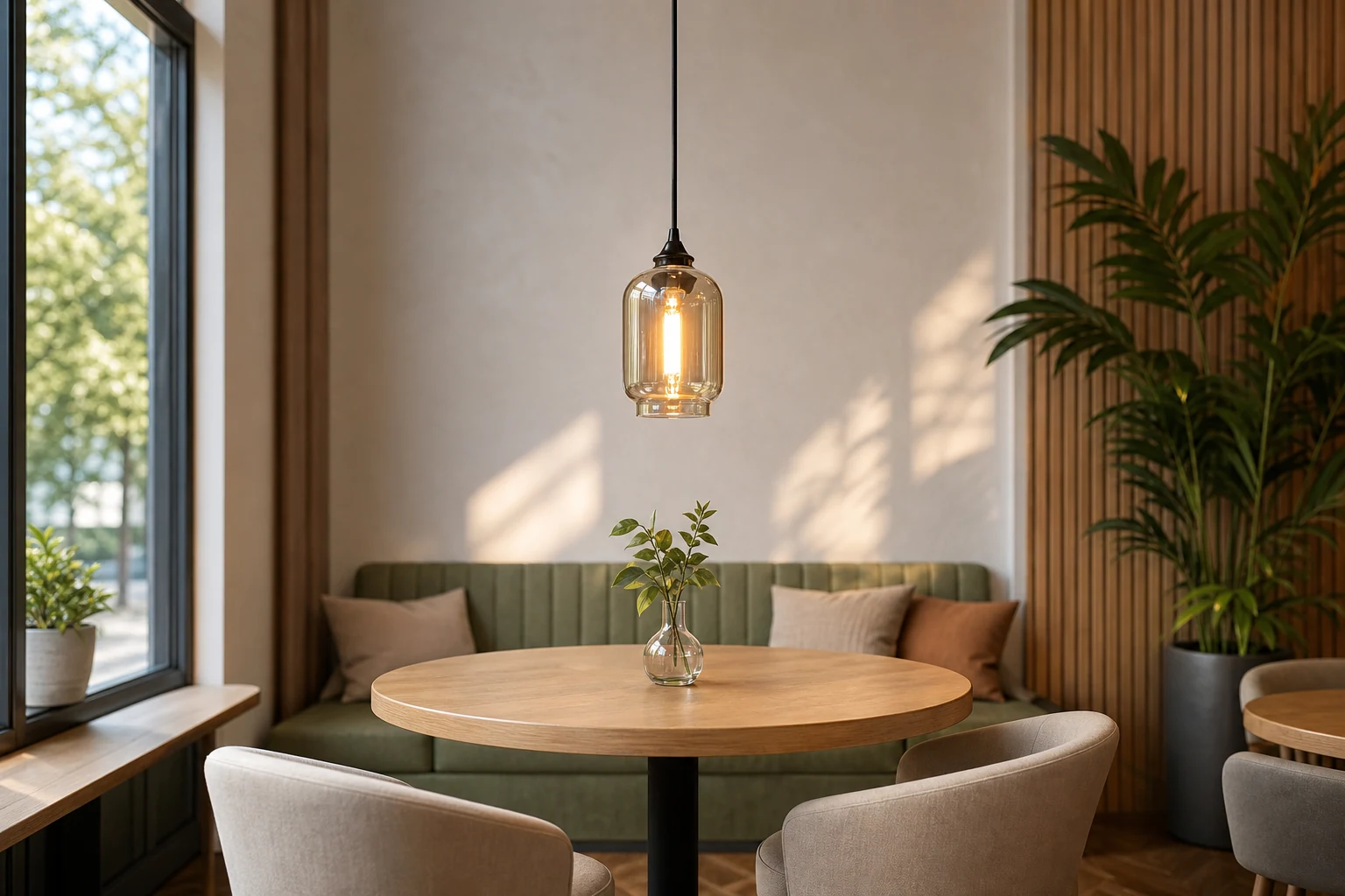 Szklana lampa wisząca Helio stylizowana na styl życia