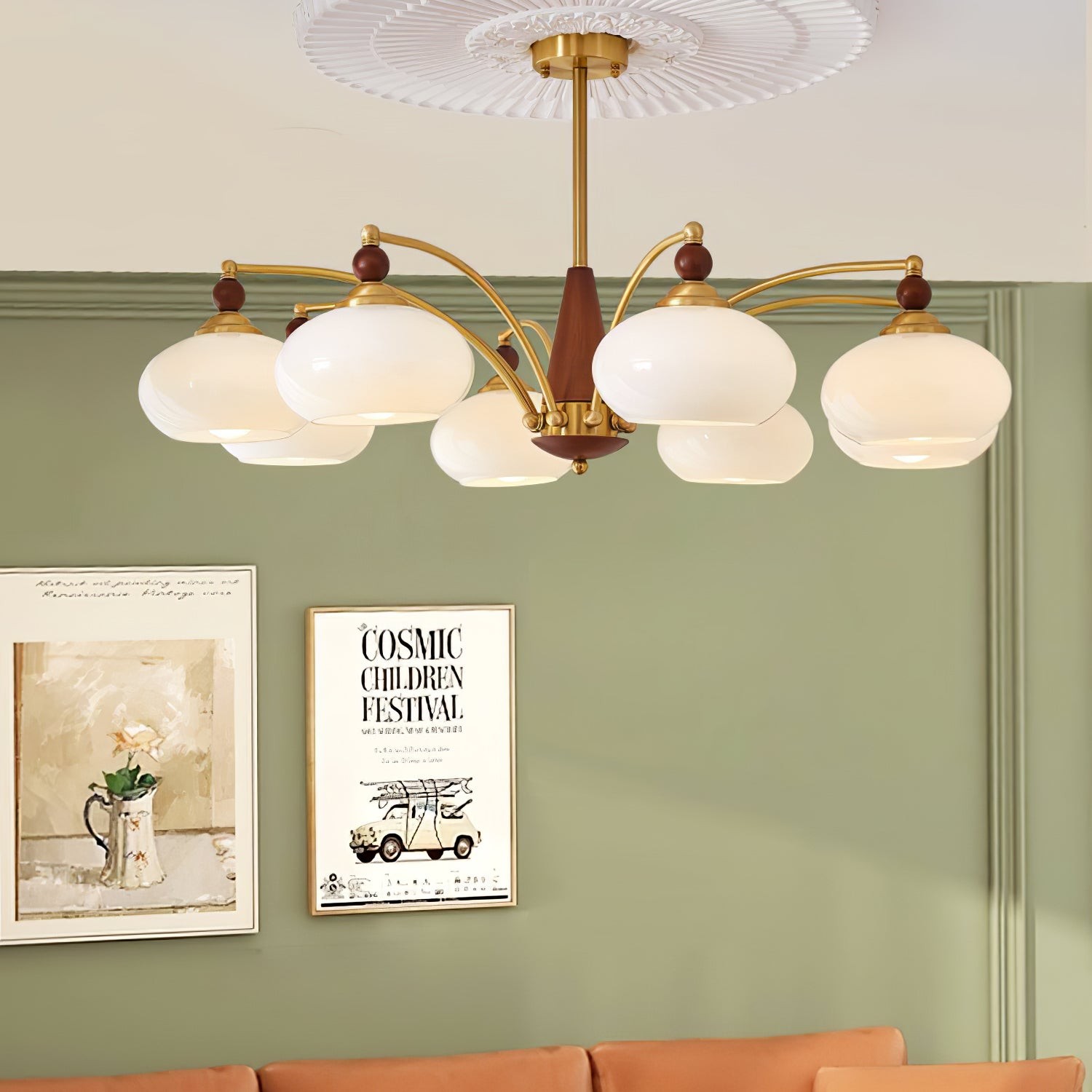 Vintage Multihead Persimmon Chandelier M431