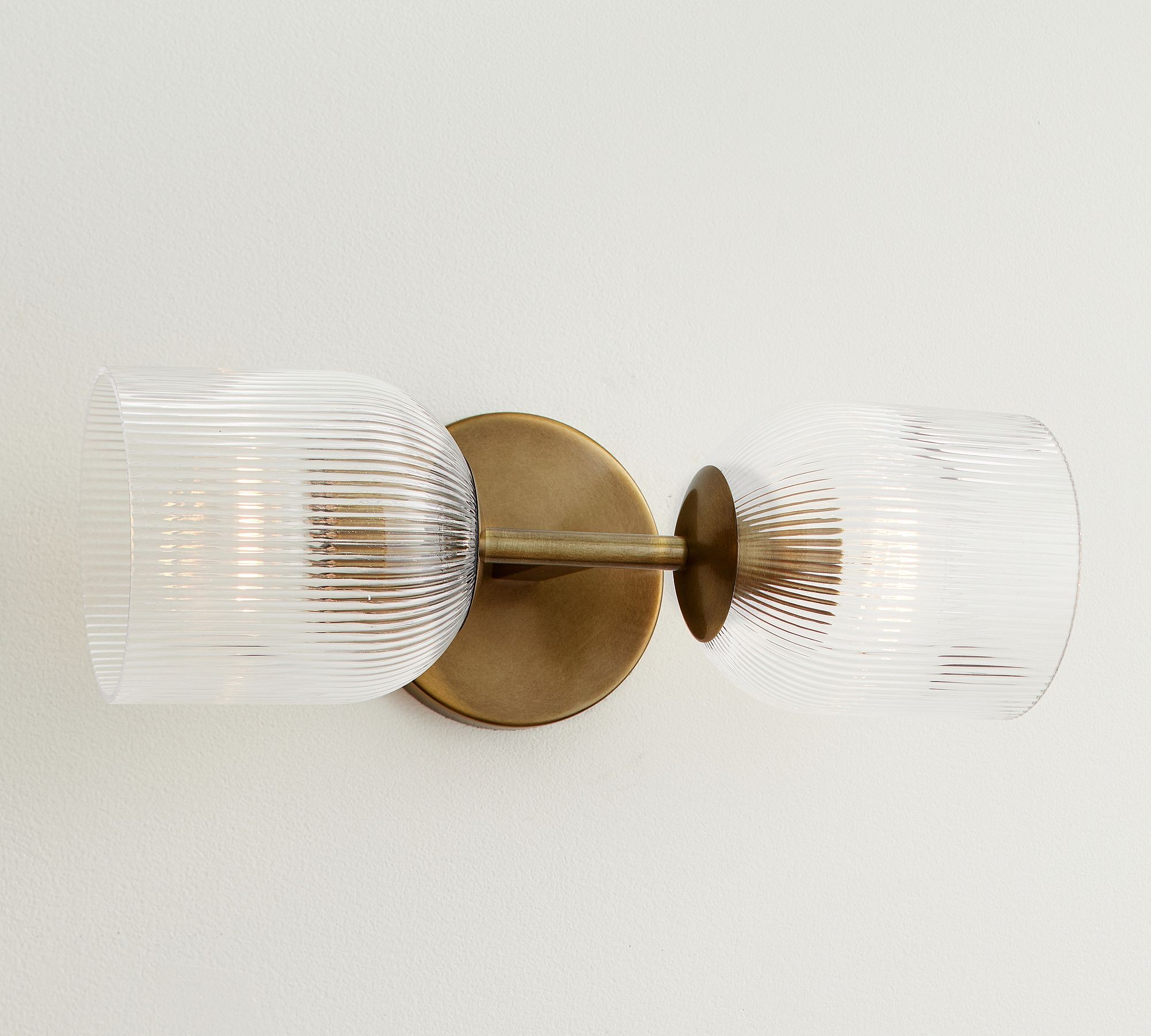 Bravira Ribbed Glass Sconce - Metal Wall Light with Clear Glass Shade T074