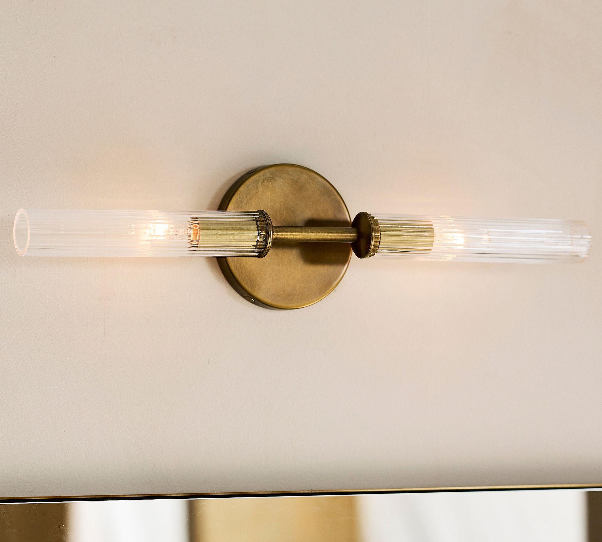 Bravira Ribbed Glass Wall Lamp - Tube Metal Light in Classic Finishes T075