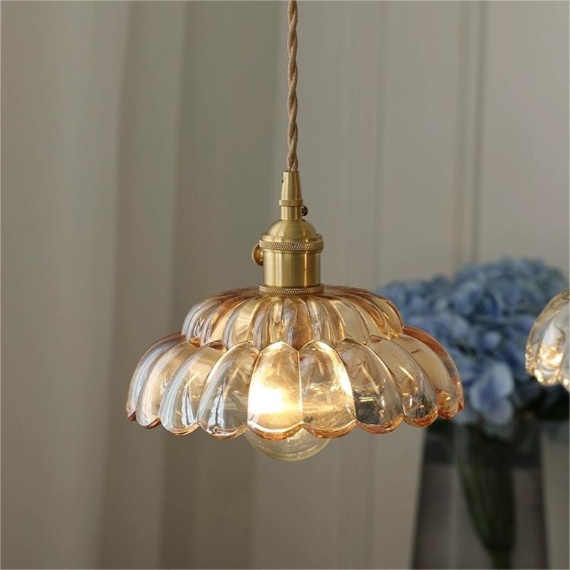 Nordic Vintage Petal Glass Pendant Light S174