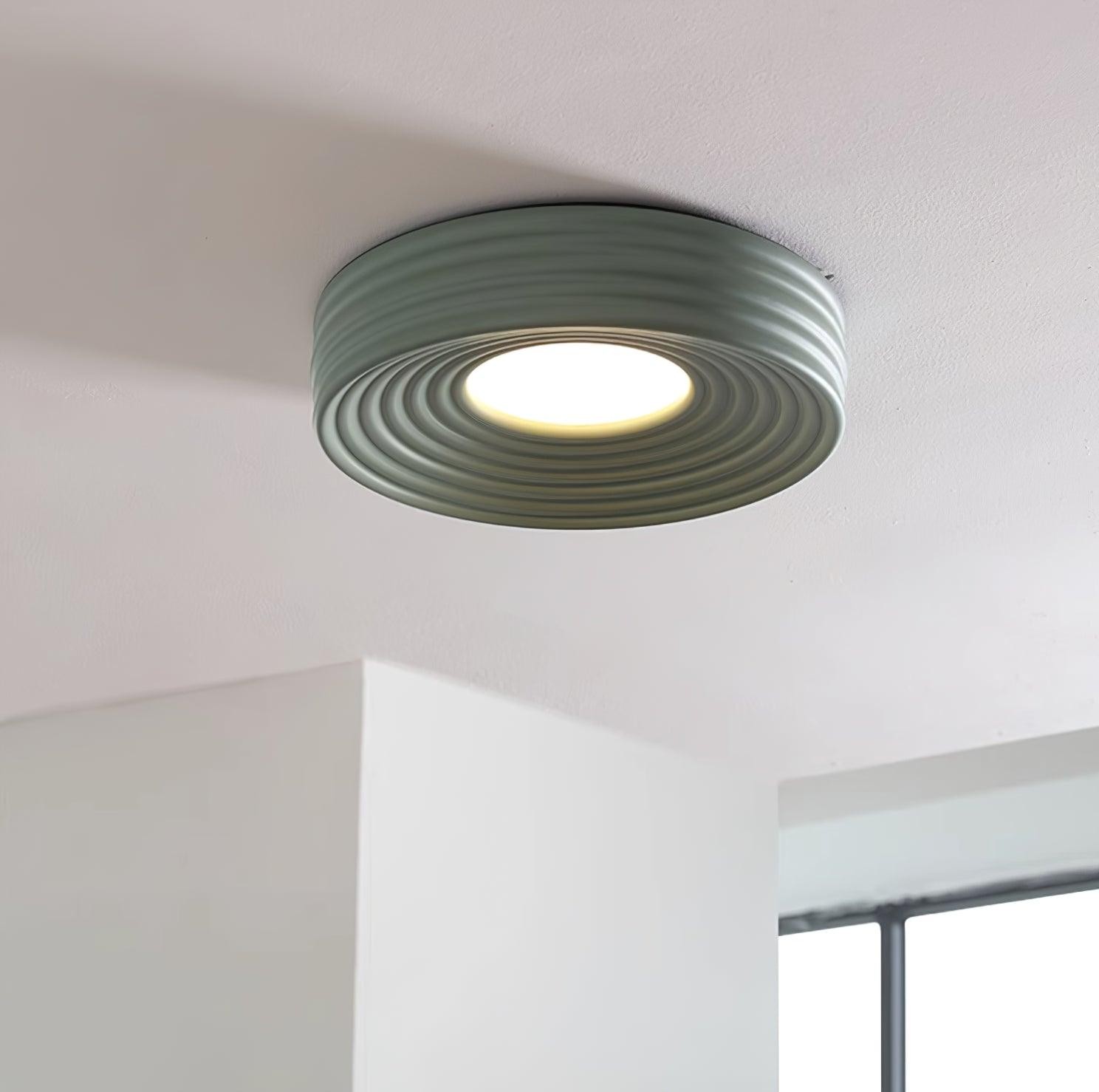 Cream Ribbed Three-color Changing Ceiling Light M392