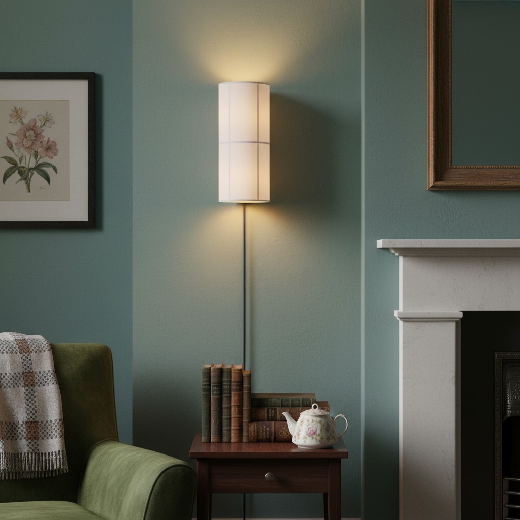 Cylume Cylinder Fabric Plug-in Wall Lamp - Minimalist Wall Sconce for Bedroom Living Room T546