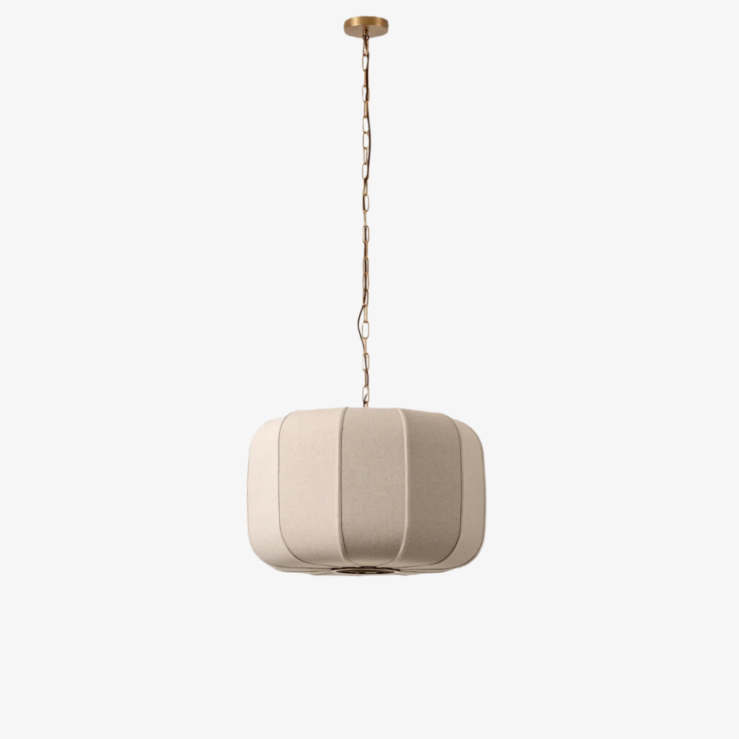 Loomis Tall Pendant - Textured Linen Shade Aged Brass Ceiling Light for Dining Room and Kitchen T481