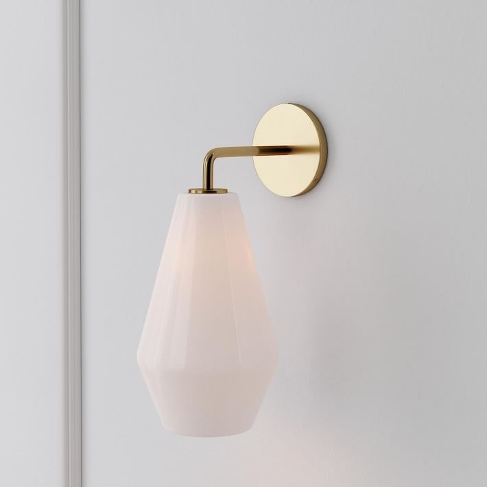 Merin Sculptural Milk Glass Geometric Wall Lamp T241