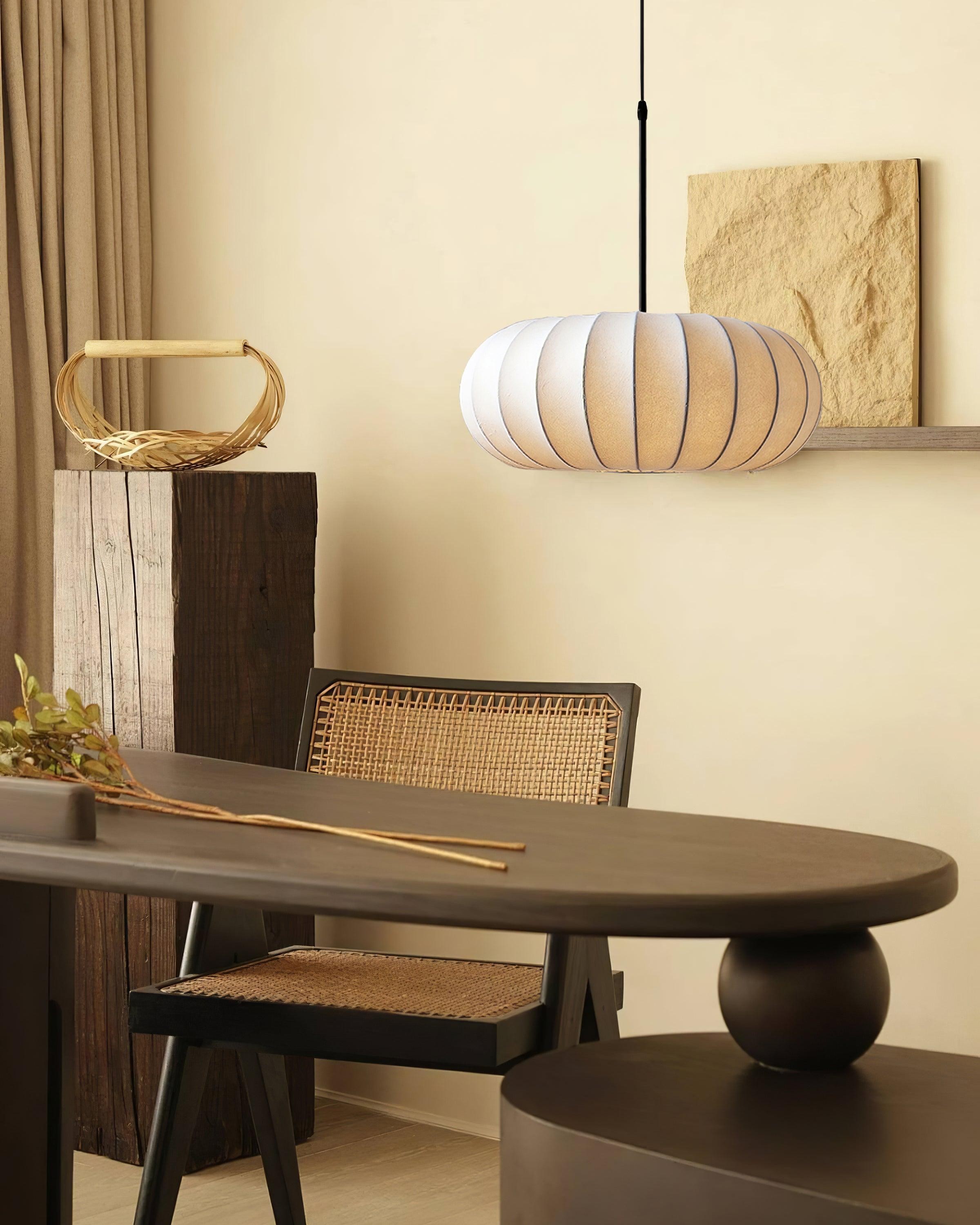 Simple Wabi-sabi White Lantern Fabric Pendant Lamp M105