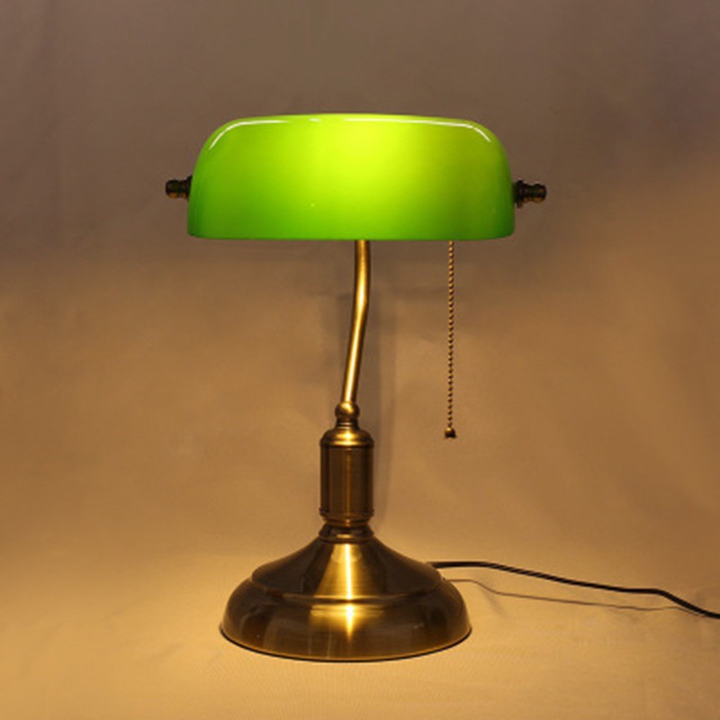 Vintage Glass Banker Desk Lamp Library Table Lamp S53