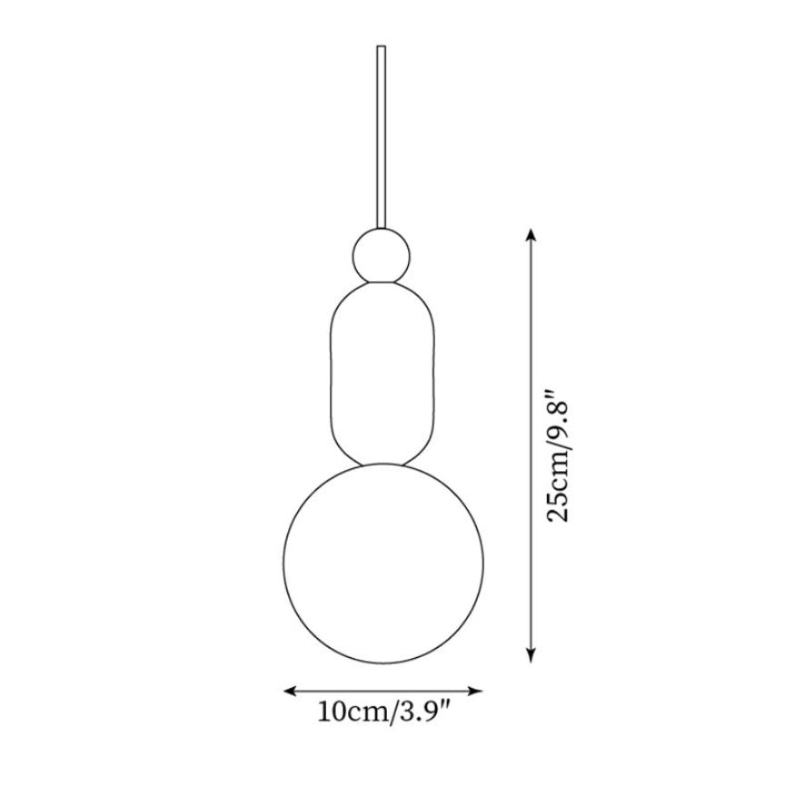 Schemat wymiarowy lampy wiszącej Wabi Sabi Travertine Glass Ball G17