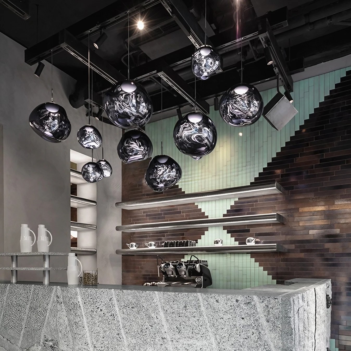Dynamic Surface Pendant Light For Living Room S09