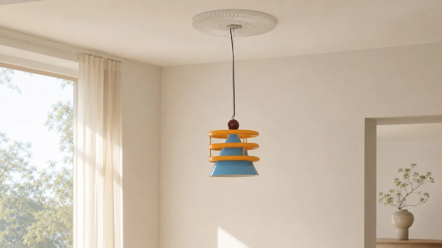 Lampa wisząca Sowden D43 w poziomym ustawieniu pomieszczenia