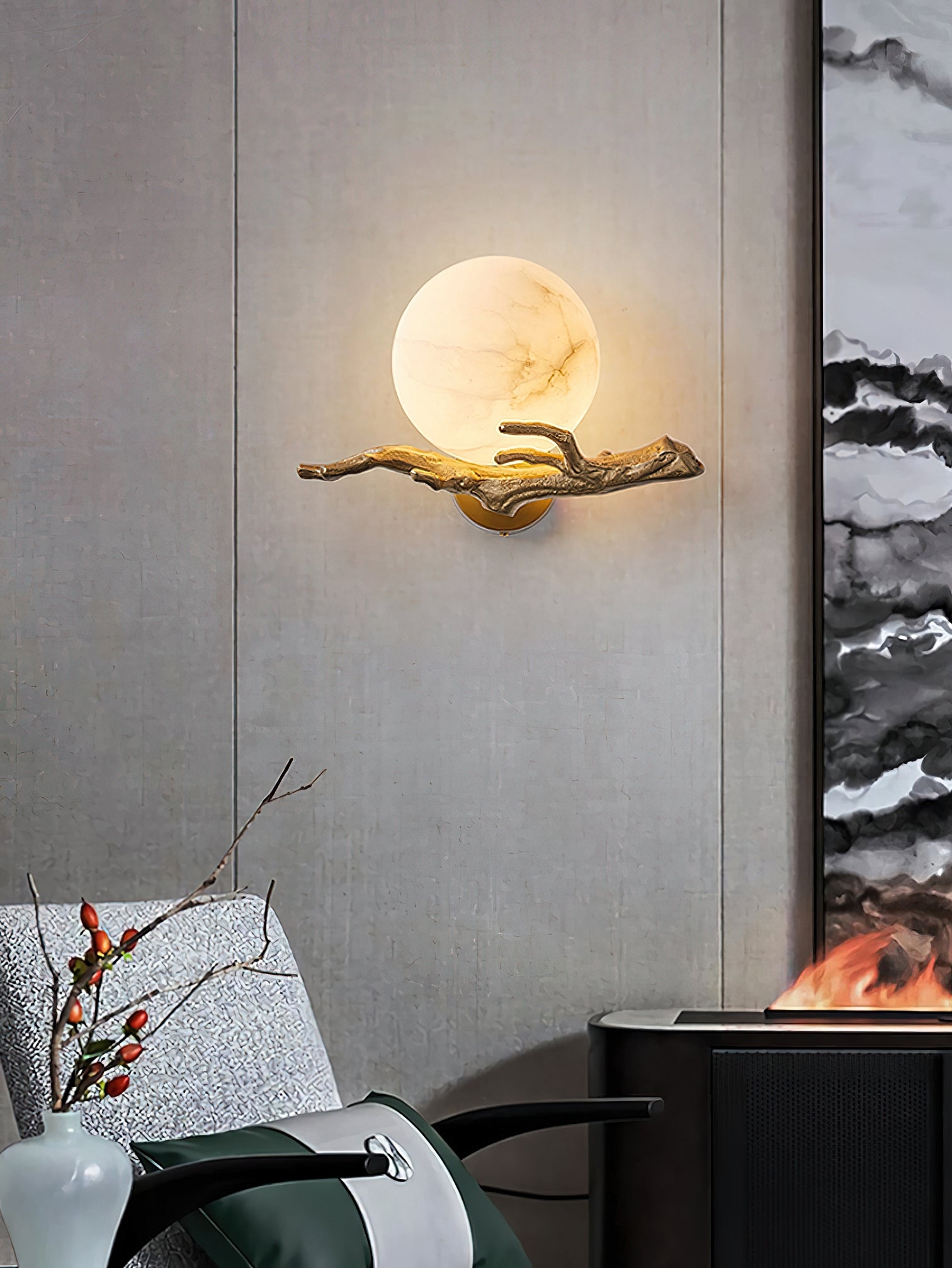 Retro Twigs Alabaster Wall Lamp D435