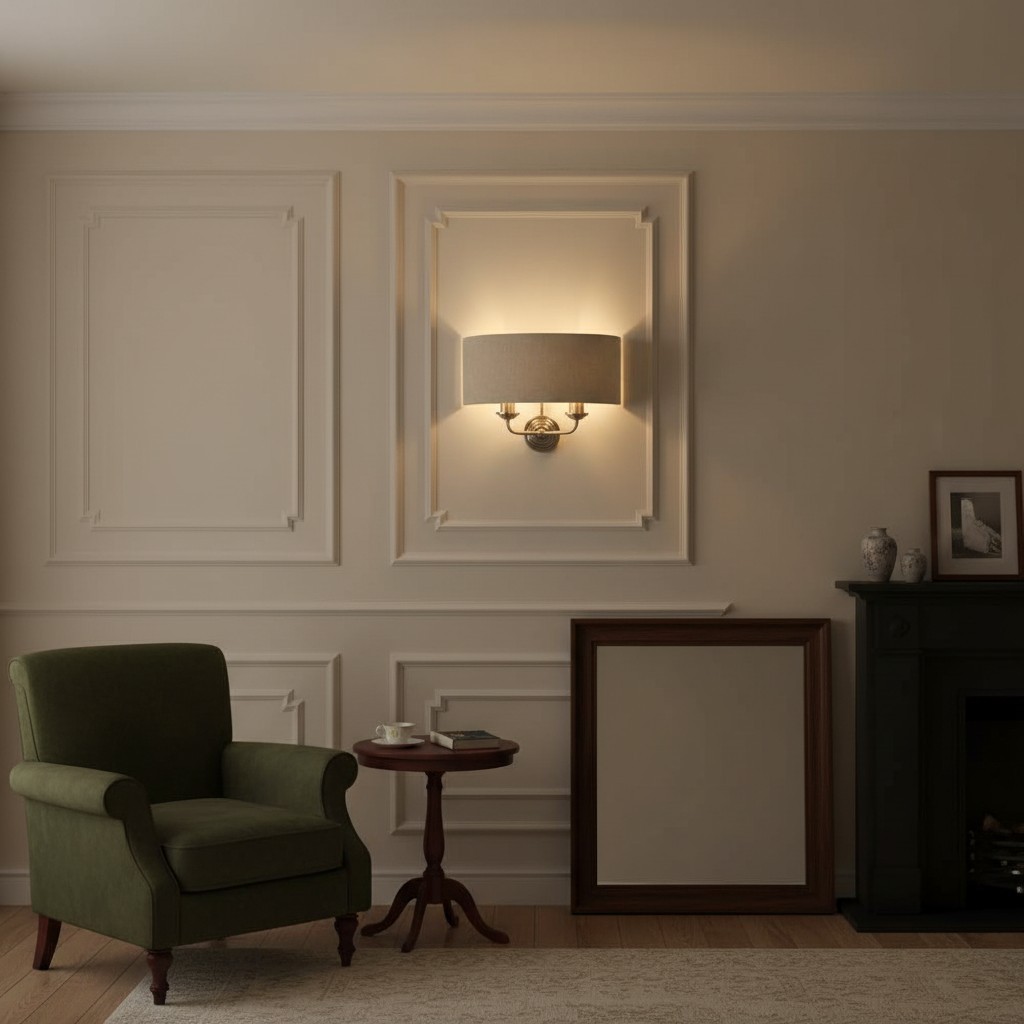 Tela Classic Wall Sconce with Fabric Shade - Elegant Metal Finish Wall Light for Living Room or Bedroom T654