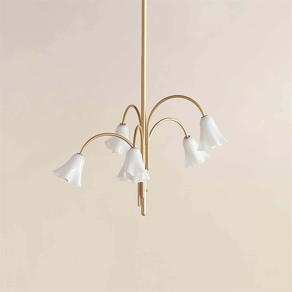 Bellina Modern Romantic Chandelier - Botanical Lily Design with Glass Flowers T280
