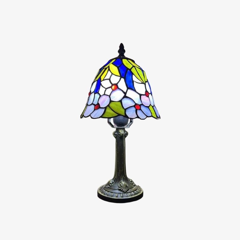 Virelle Traditional Tiffany Table Lamp - Colorful Stained Glass Dome Desk Light for Bedroom T549