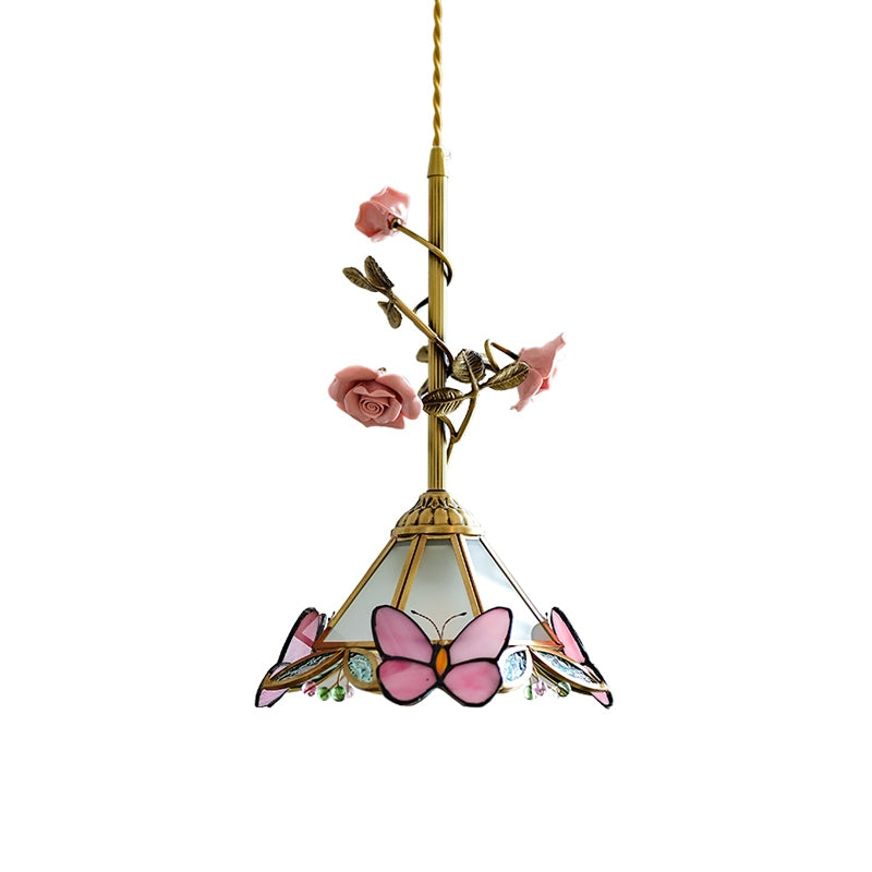 Lalique Rose Glass Pendant Lamp D674