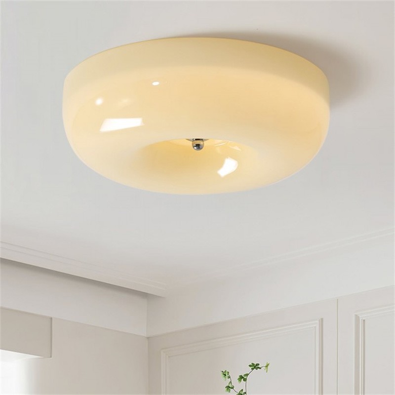 Bauhaus Glass Cream Pudding Ceiling Lamp S151