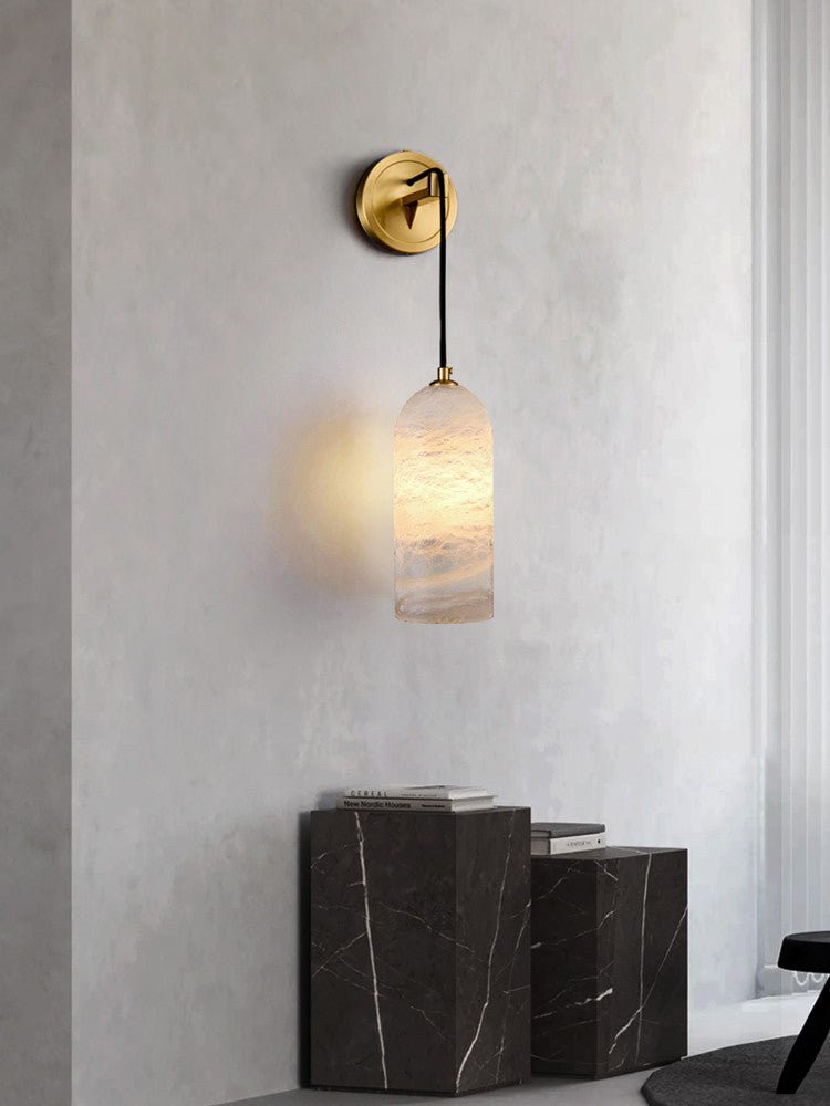 Modern Minimalist Copper Natural Marble Adjustable Wire Wall Lamp M452