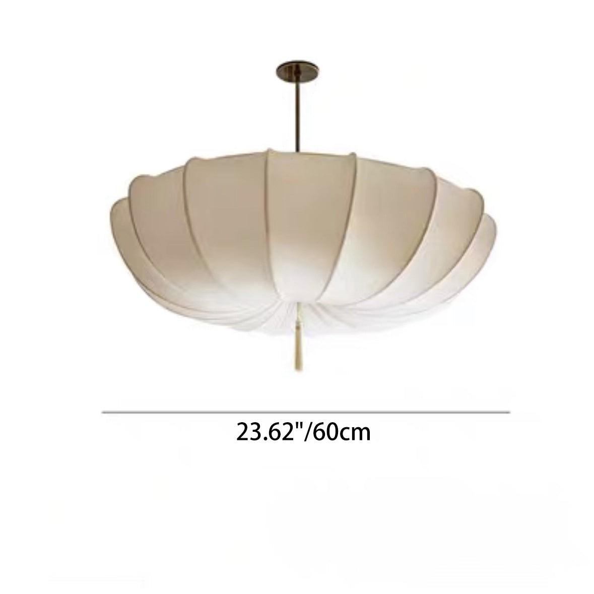 Traditional Japanese Round Iron Frame Fabric Shade 3/5 Light Chandelier For Living Room T261