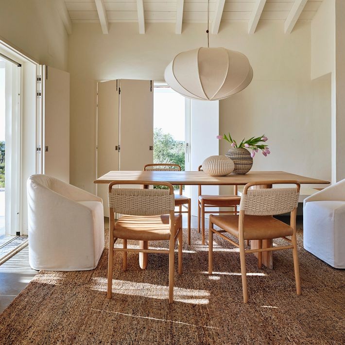 Alvian Pendant Light - Linen Shade with Adjustable Height for Cozy Dining T216