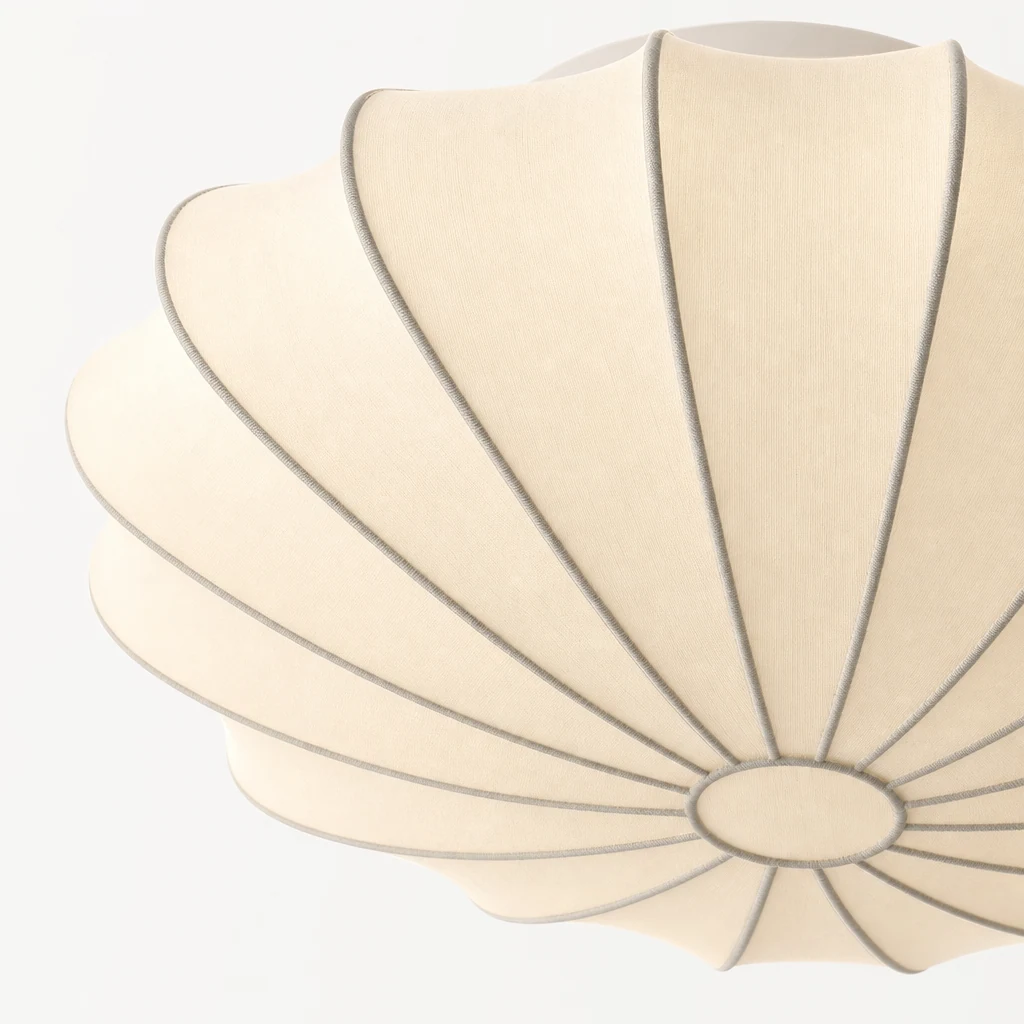 Zbliżenie na materiał i ramę lampy sufitowej Shell Bubble