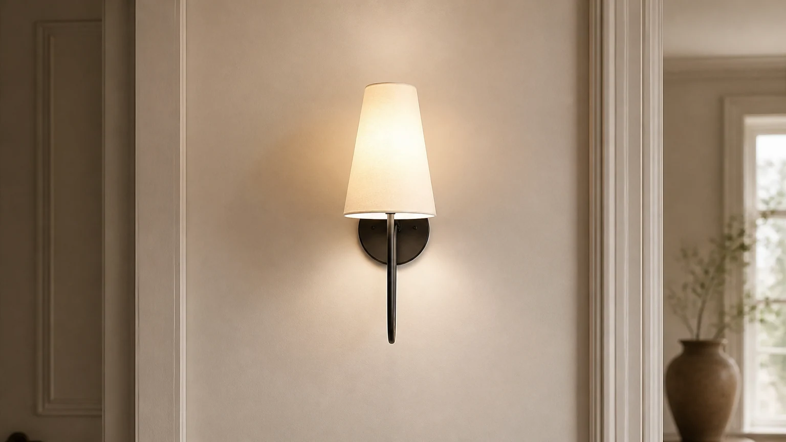 Kinkiet Scoop D756 zainstalowany jako ciepły kinkiet