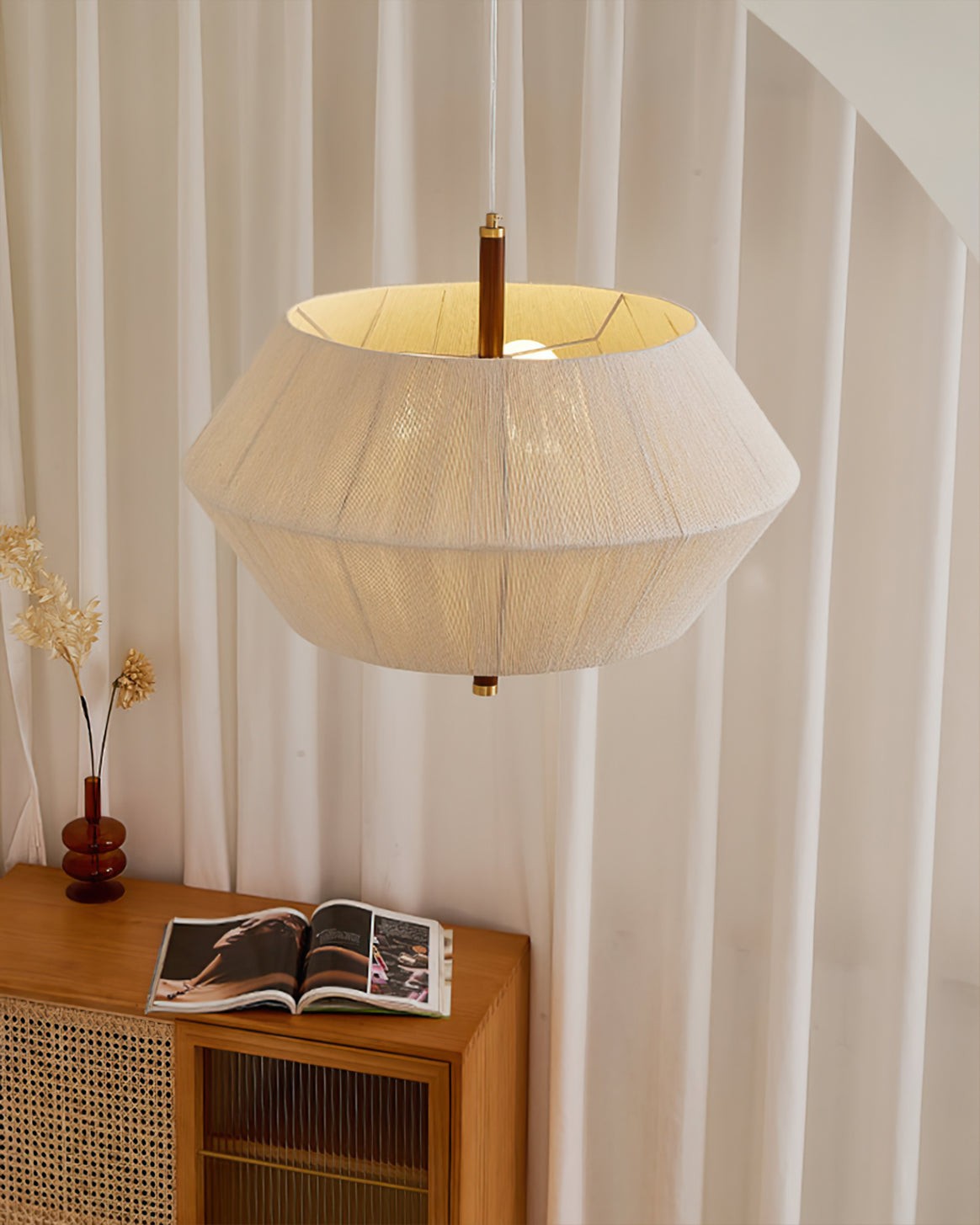Japanese Wabi-Sabi Style Woven Fabric Pendant Lamp M109