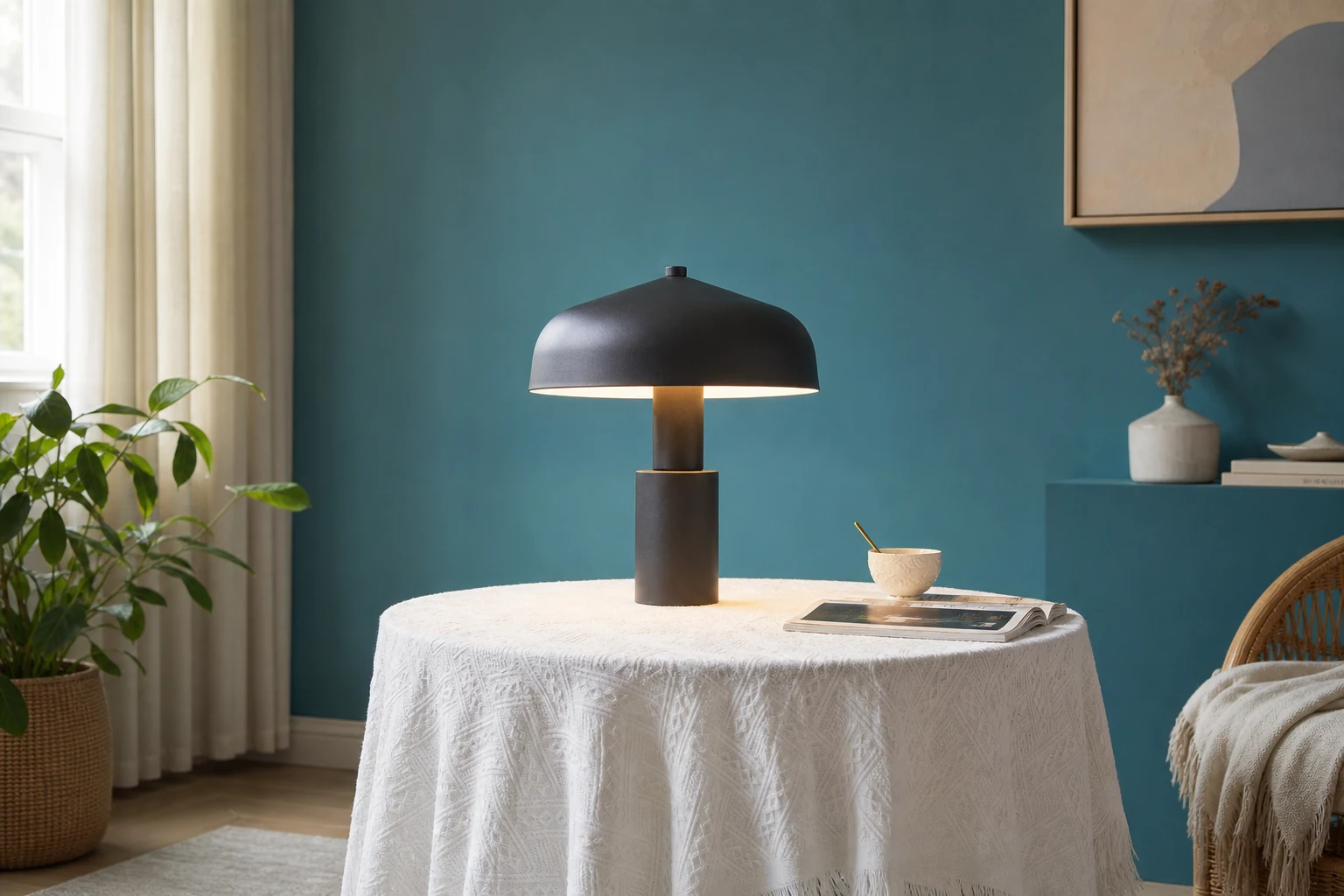 Scena lifestylowa z lampą stołową M445 w kontekście