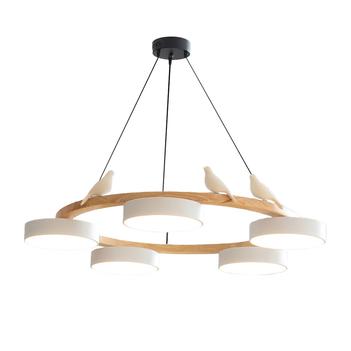 Nordic Wooden Bird Creative Round Chandelier S187