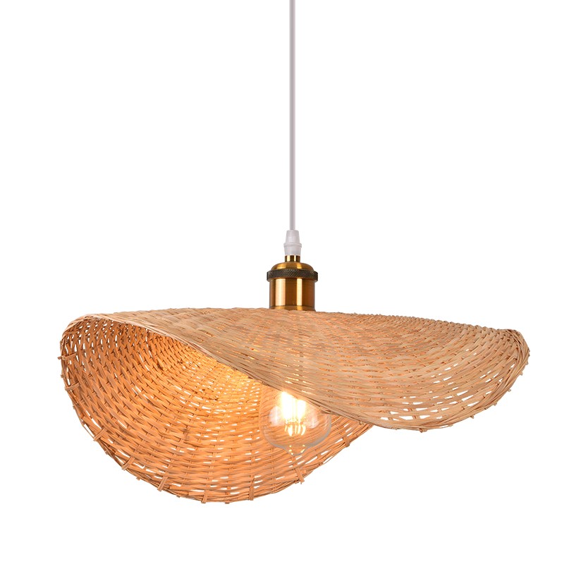 Vollständige Lotus-Holz-Pendelleuchte mit Kabel und Schirm