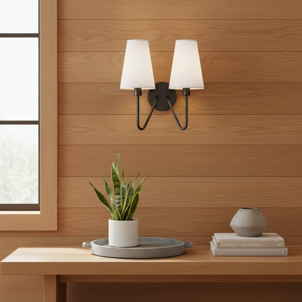 Arcuma Vintage Inspired Metal Wall Sconce - Handcrafted Fabric Shade for Bedroom T500