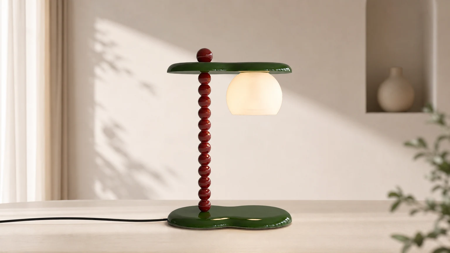 Lampa podgrzewająca do świec Kiyo D61 pokazana w scenie z ciepłym blatem