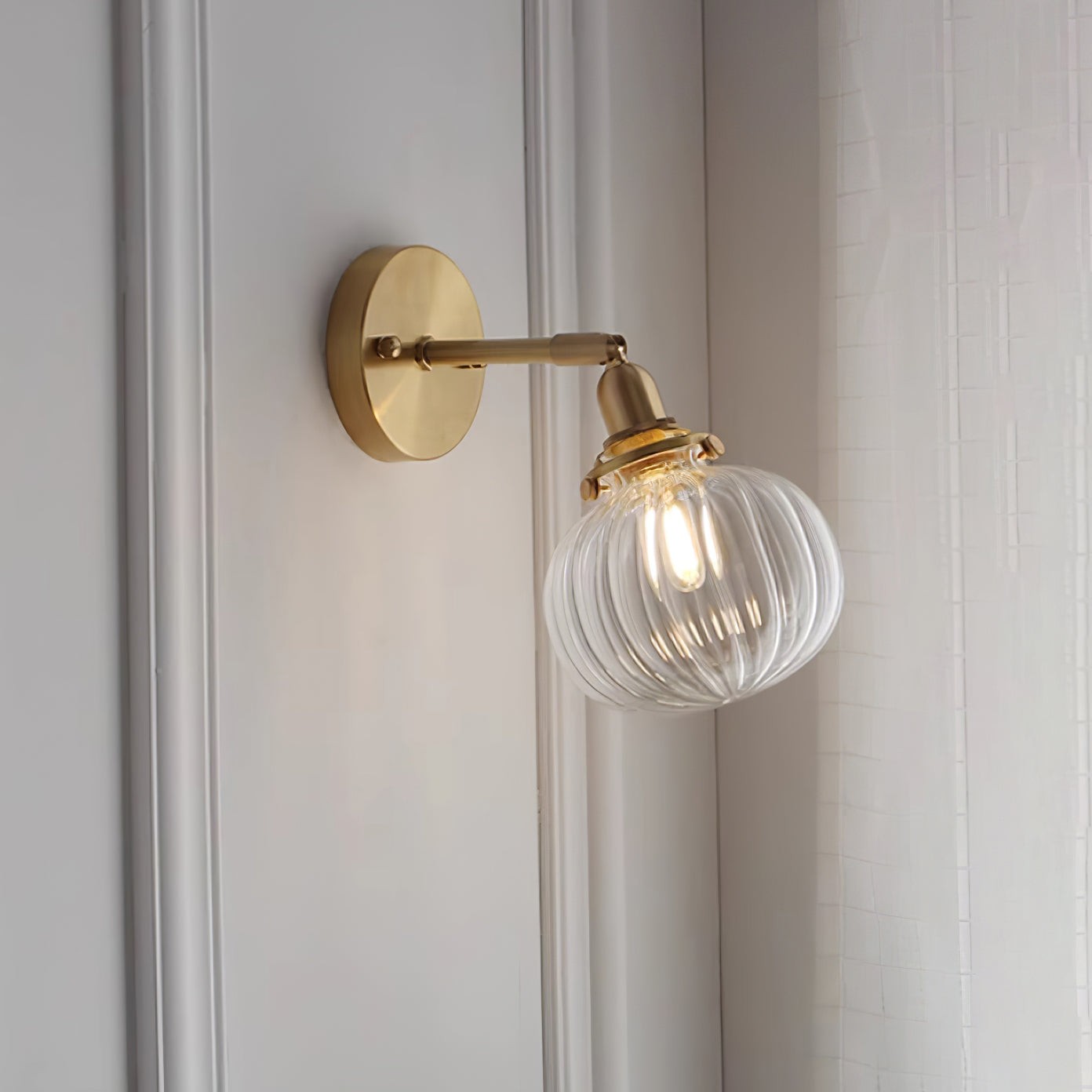 Japanese Style Vintage Brass Glass Wall Lamp M333