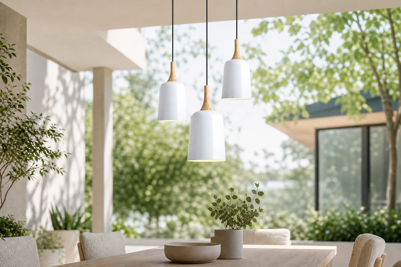 Wydłużona lampa wisząca STAFFORD we wnętrzu lifestylowym