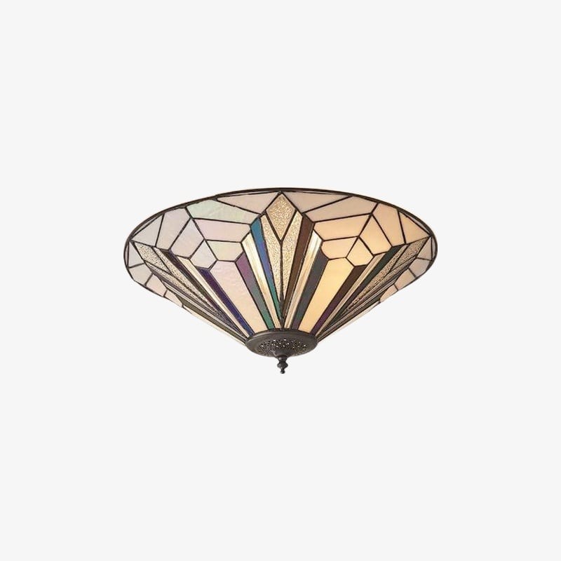 TiffStar Elegant Art Glass Flush Ceiling Light - Vintage-Inspired Ceiling Fixture for Home Interiors T634