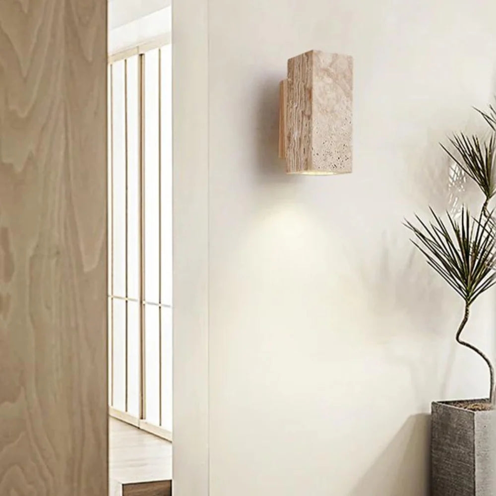 Wabi-Sabi Aura Travertine Wall Light D798