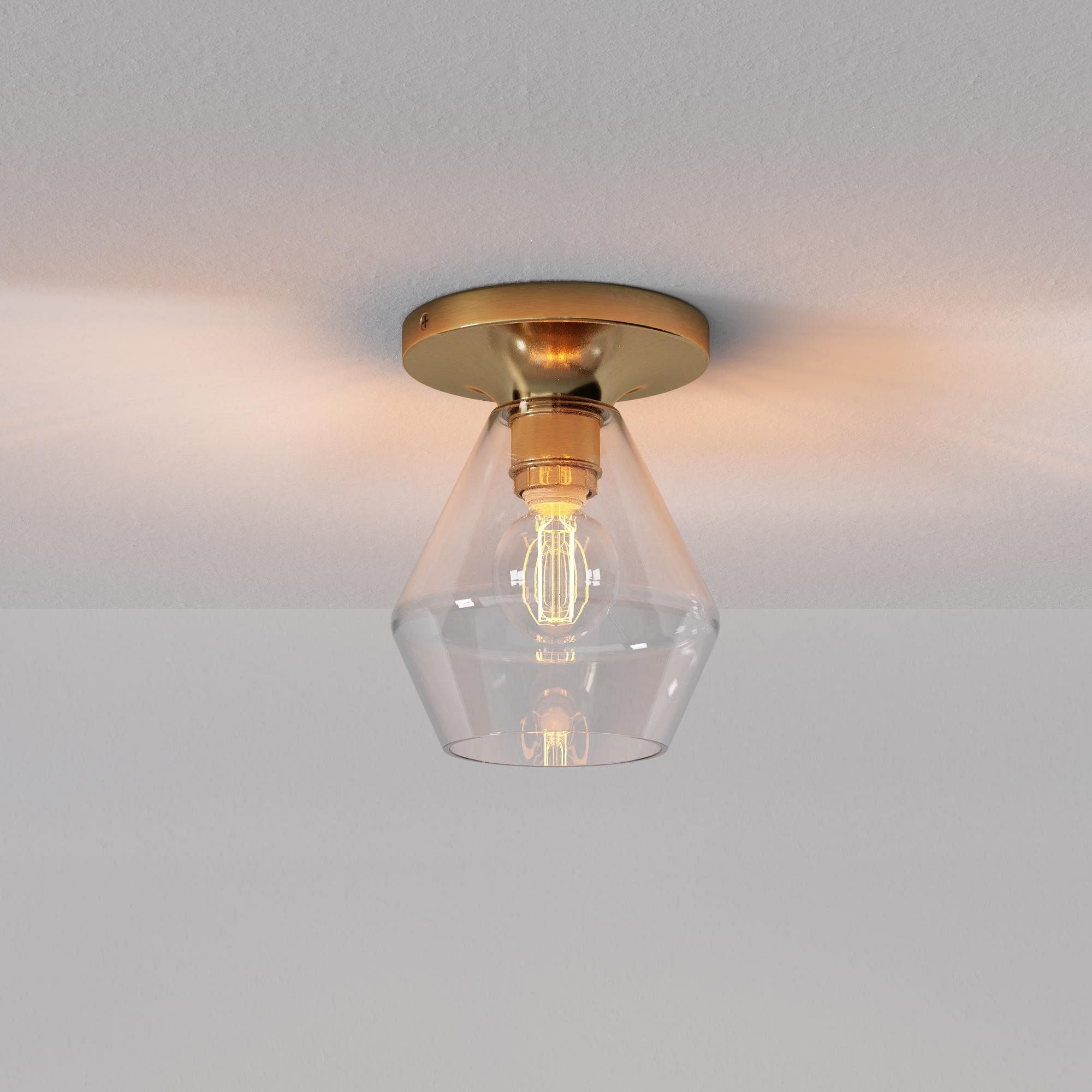 Merin Minimalist Sleek Geometric Glass Flushmount Light T155