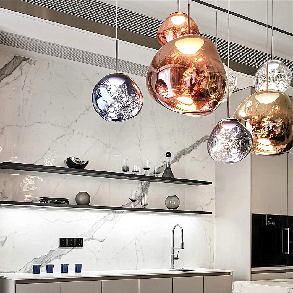 Dynamic Surface Pendant Light For Living Room S09