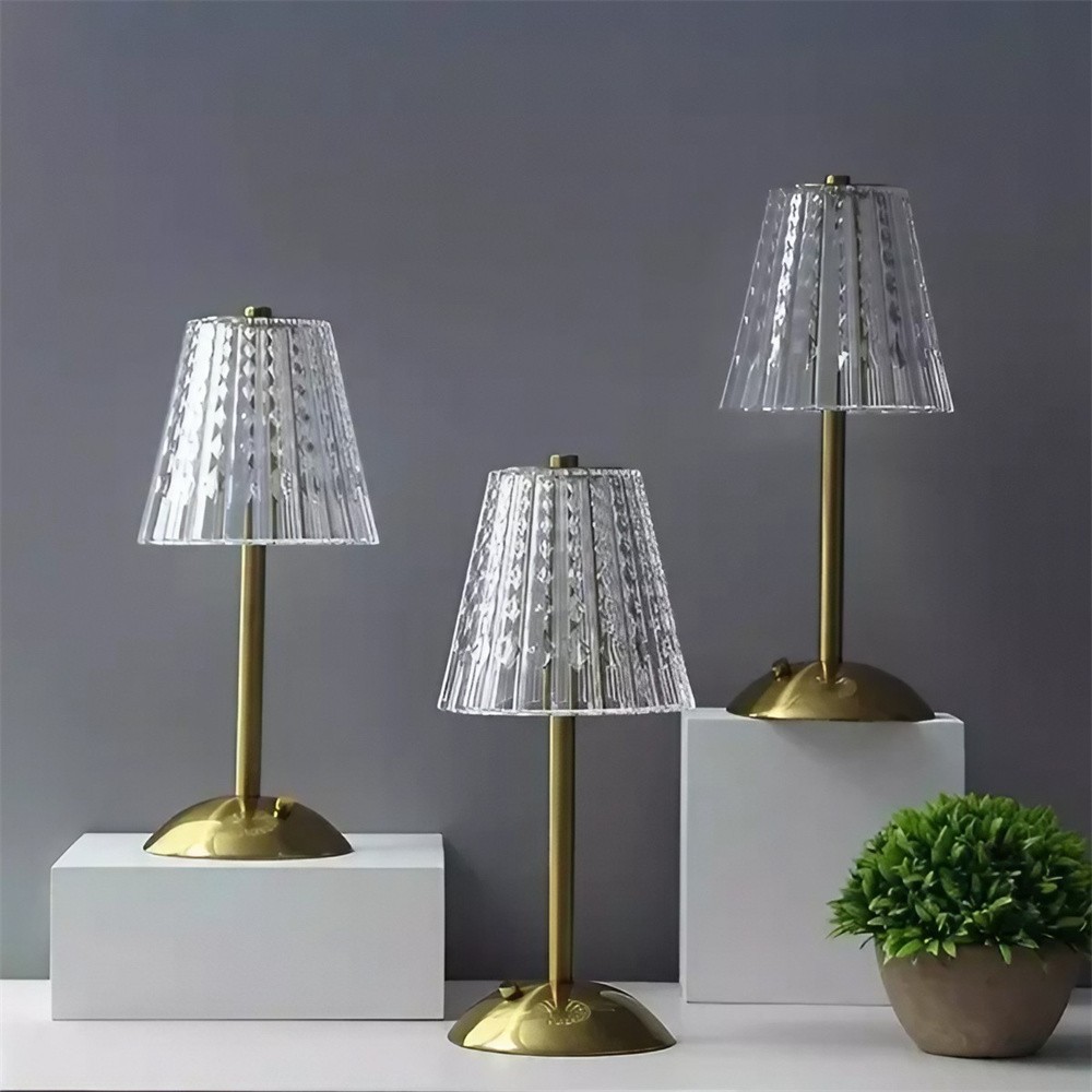 Vintage Pleated Brass Cordless Table Lamp S147