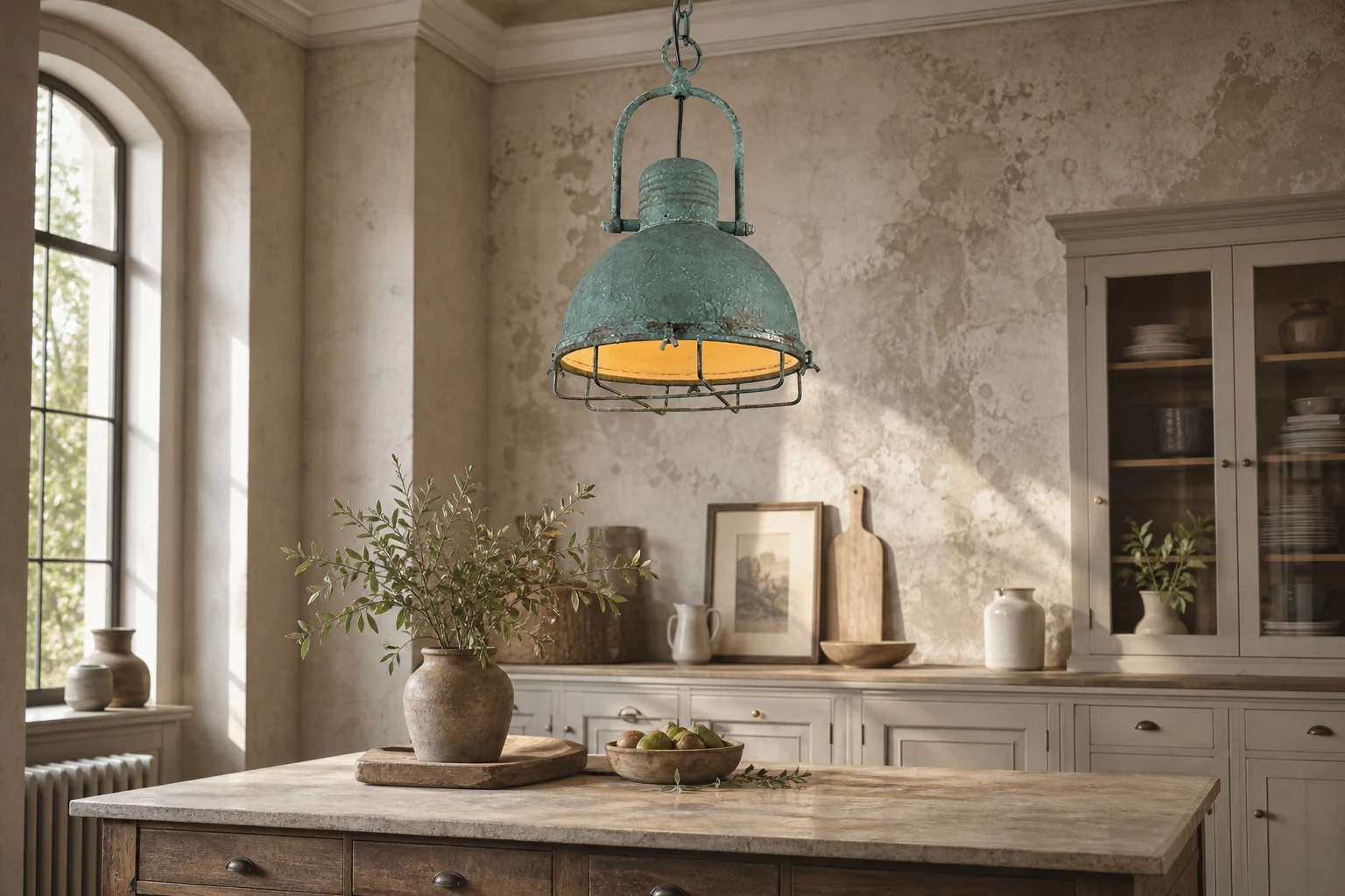 Lampa wisząca Hopedale D475, scena lifestylowa z widocznym pełnym wisiorem