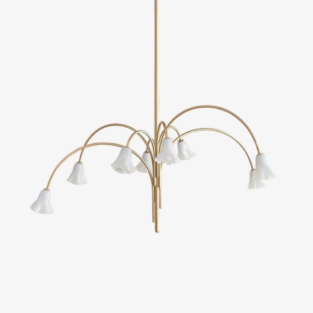 Bellina Modern Romantic Chandelier - Botanical Lily Design with Glass Flowers T280